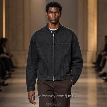 STRIKE Curved Panel Denim Jacket (BLACK)Curved Panel Denim Jacket (BLACK)