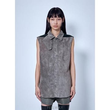 Rick Owens 26 FW �������� ���� Throat Latch Short Sleeves Shirt ric0266001gry26 FW �������� ���� Throat Latch Short Sleeves Shirt r