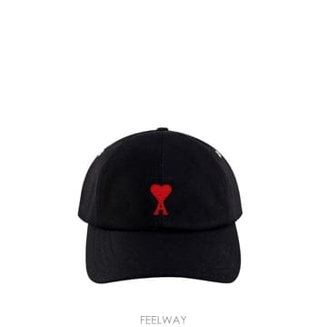 AMI 파리 로고 자수 커브 피크 캡 BFUCP266AW041 001 TP979614707
