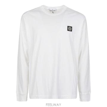 Stone Island 로고 패치 긴소매 티셔츠 L2S152100031S0013 V0001WHITE TP98