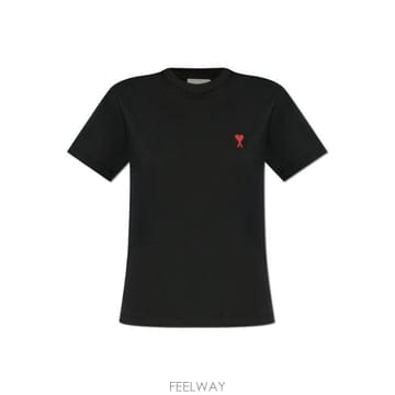 AMI 파리 로고 자수 크루넥 티셔츠 BFUTS035724F 001 TP979677256