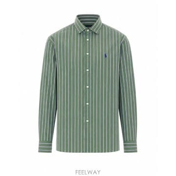 Polo Ralph Lauren 로고 자수 스트라이프 셔츠 211910743 513GREENWHITE TP9
