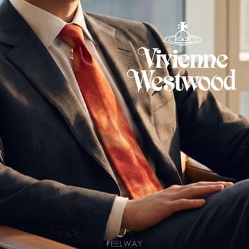 VIVIENNE WESTWOOD 비비안웨스트우드 레드 오렌지 아트 패턴 넥타이 9.4cm A등급 e2248