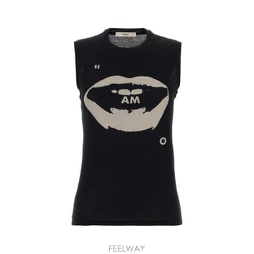 FENDI [X45]��� FS9806AV06 F0QA1 ���� Ƽ���� �μҸ� ž ���� Black cotton tank t[X45]��� FS9806AV06 F0QA1 ���� Ƽ���� �μҸ� ž ���� 