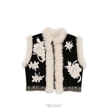 26 FW Forte Forte 플로럴 자수 오픈 프런트 베스트 15155MYJACKET TP45609086