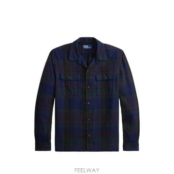 26 FW 폴로 랄프로렌 클래식 핏 플레이드 스웨이드 트리밍 트윌 셔츠 710B23960001 TP45860