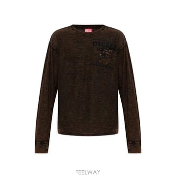 26 FW 디젤 T Ardy Ls 디스트레스드 로고 프린트 티셔츠 A226640KNCF TP456570757