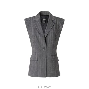 26 FW PINKO 핀스트라이프 패턴 패딩 숄더 베스트 107428A3FF TP459470980