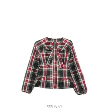26 FW 비베타 보우 디테일 타탄 프린트 셔츠 VM2CM0164TE146Q5401 TP459404496