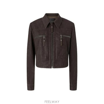 26 FW PINKO 크롭 누벅 레더 이펙트 재킷 107807A3MD TP459216324