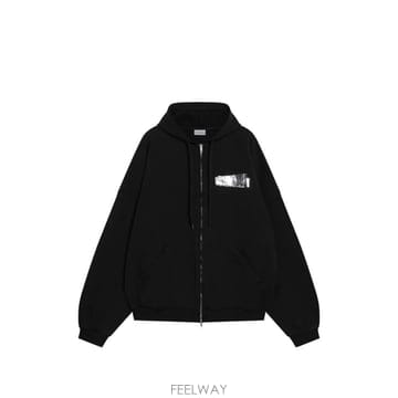 26 FW 발렌시아가 실버 테이프 백 블랙 라지 후드 집업 A009EATVVE3 TP459945562