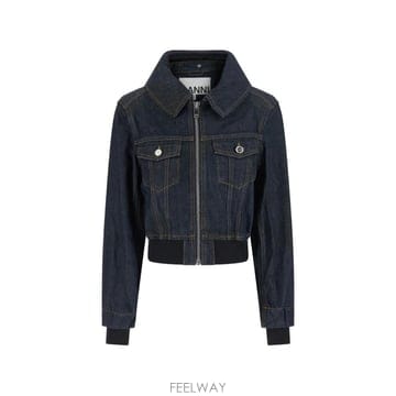 GANNI ���Ϲ�� ���� shearling collar zip up denim jacket���Ϲ�� ���� shearling collar zip up denim jacket