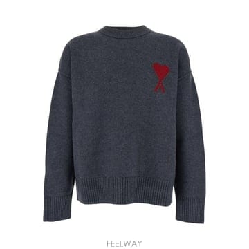 26FW 아미 빅 하트 울 크루넥 스웨터 UKS838018084 Grey