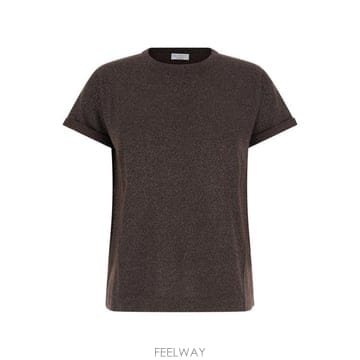 26FW 브루넬로 쿠치넬리 스파클링 캐시미어 실크 니트 티셔츠 M41810000C4211 Brown