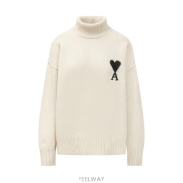 26FW 아미 ADC 터틀넥 스웨터 UKS839018 151 ECRU NOIR