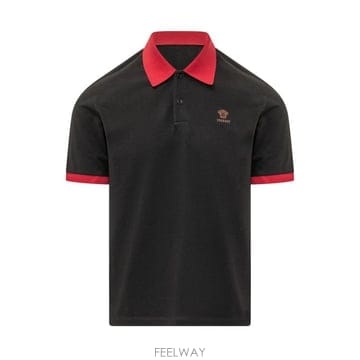 26FW 베르사체 폴로 티셔츠 10240311A17681 2B9A0 BLACK LIPSTICK RED