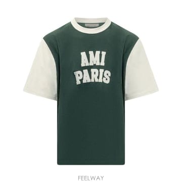 26FW 아미 반팔 티셔츠 UTS418JE0272 A244 BOTTLE GREEN IVORY