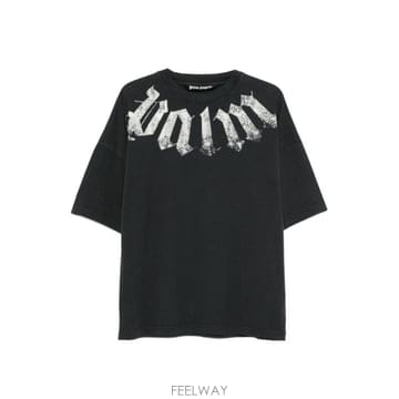 Palm Angels 26FW �ʾ����� ���� Ƽ���� PAMAA003JR001 1003 BLACK OFF WHITE26FW �ʾ����� ���� Ƽ���� PAMAA003JR001 1003 BLACK OFF