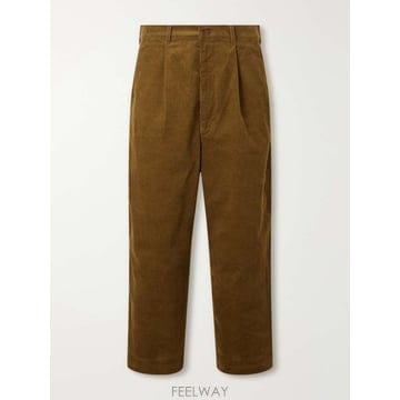 준야 와타나베 와이드레그 플리트 GARMENTWASHED 코튼블렌드 B0082501261