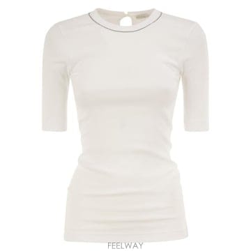 Brunello Cucinelli 26FW ���ڷ� ��ġ�ڸ� ��ư Ƽ���� M0TC8BJ310 WHITE26FW ���ڷ� ��ġ�ڸ� ��ư Ƽ���� M0TC8BJ310 WHITE