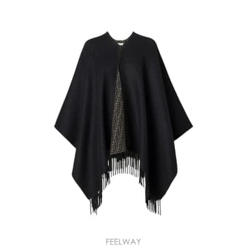 FENDI ��� fringed FF motif poncho 12350632165640 TP725829892��� fringed FF motif poncho 12350632165640 TP72582989