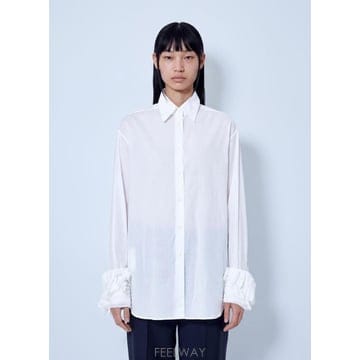 26 FW 질샌더 여성 Cotton Shirt with Decoratively Finished Cuffs j
