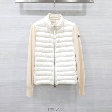 [럭스유] S / 몽클레어 여성 로고 패딩 니트 집업 가디건 9B50400 C1893