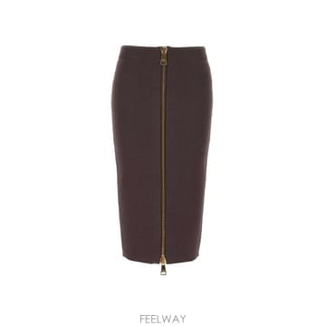 Elisabetta Franchi 지퍼 프론트 골지 미디 스커트 GK28B66E2 EV9 TP98011240