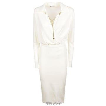 Elisabetta Franchi 체인 장식 미디 드레스 AM19S66E2 193 TP980152412