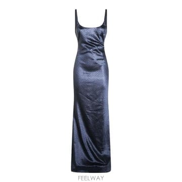 Elisabetta Franchi 보우백 새틴 맥시 드레스 ABR0567E2 H88 TP980150440