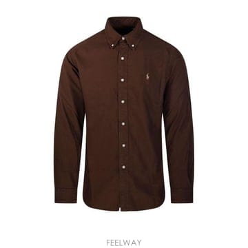 Polo Ralph Lauren 로고 자수 버튼다운 셔츠 710805564 519NUTMEGBRWN TP98