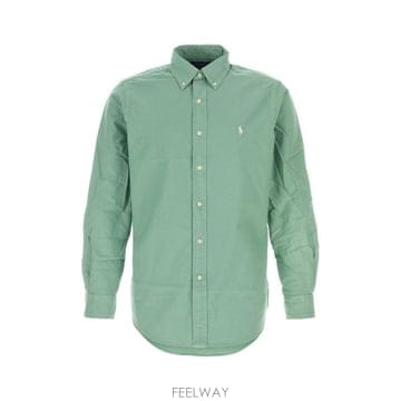 Polo Ralph Lauren 로고 자수 곡선형 밑단 셔츠 710805564 514 TP980164849
