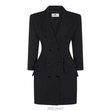 Elisabetta Franchi 더블 브레스티드 코트 드레스 AB98066E2 110 TP980149389