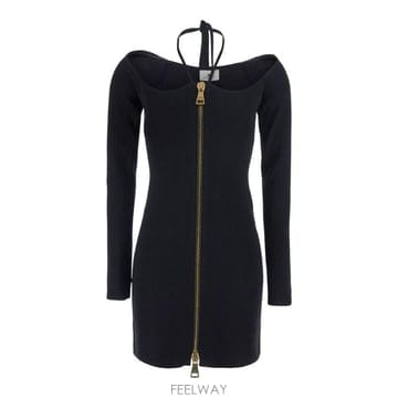 Elisabetta Franchi 지퍼 디테일 미니 니트 드레스 AM06B66E2 110 TP98014931