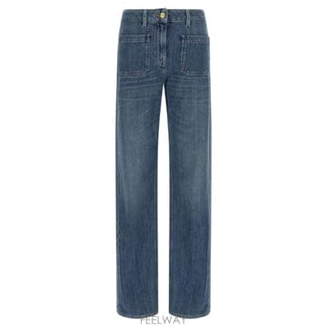 Elisabetta Franchi 로고 자수 스트레이트 진 PJ17I66E2 139 TP980074115
