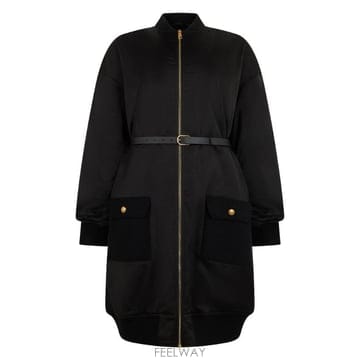 Elisabetta Franchi 벨트 지퍼 프론트 코트 PK01D 110 TP980094256