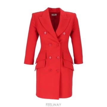 Elisabetta Franchi 더블 브레스티드 코트 드레스 AB98066E2 CG5 TP980148189