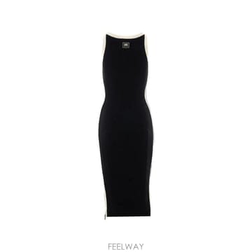 26 FW Elisabetta Franchi logo patch sleeveless dress AM44S66