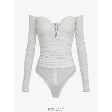 26 FW Elisabetta Franchi 드레이프 스윗하트 넥 바디수트 BO01561E2 TP457927