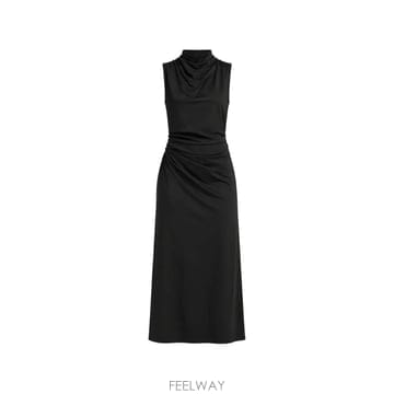 26 FW PINKO 골프 주름 카울 넥 미디 드레스 107567A3G2 TP459454372