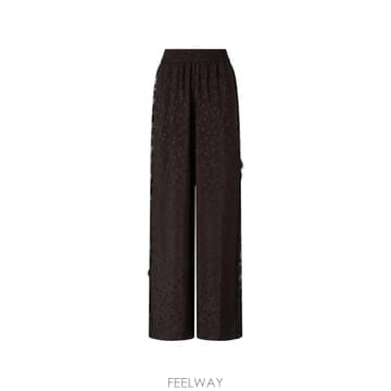 26 FW PINKO 플로럴 모티프 앤 레이스 트리밍 팔라초 팬츠 107147A3FC TP460095330