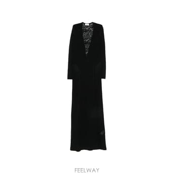 26 FW Elisabetta Franchi 레이스 패널 긴소매 맥시 드레스 AM29Q66E2 TP45631
