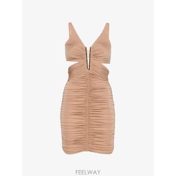 26 FW Elisabetta Franchi 주름 컷아웃 디테일 미니 드레스 AB03467E2 TP45838