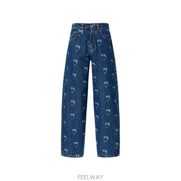 26 FW PINKO 모노그램 프린트 스트레이트 진 103180A3JH TP456417118