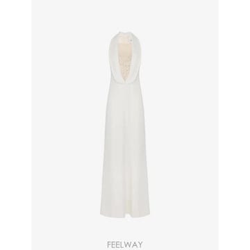 26 FW Elisabetta Franchi 크리스털 장식 드레이프 맥시 드레스 ABR1667E2 TP460