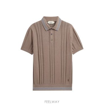 | Other Brand | 26 FW Pringle of Scotland textured knit striped trim polo sh26 FW Pringle of Scotland textured knit striped trim p