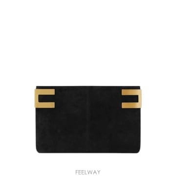 26 FW Elisabetta Franchi 메탈 로고 레브 누아르 스웨이드 파우치 BS96S65EC TP4