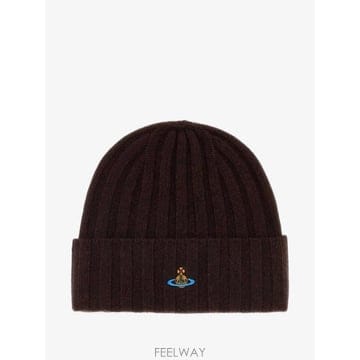 ViVienne westwood 26 FW ���ȿ���Ʈ��� Orb embroidered ribbed knit beanie hat 81020026 FW ���ȿ���Ʈ��� Orb embroidered ribbed knit bea