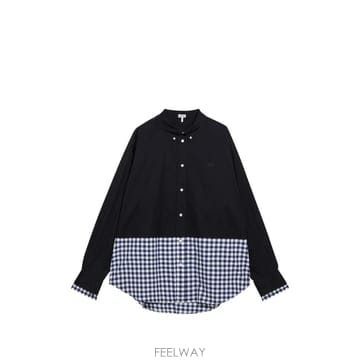 Loewe 26 FW �ο��� Anagram embroidered gingham panelled shirt H526Y0526 FW �ο��� Anagram embroidered gingham panelled shir