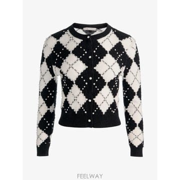 Alice & Olivia 26 FW �ٸ����ؿø���� Carolee embellished argyle cardigan CC610568726 FW �ٸ����ؿø���� Carolee embellished argyle card